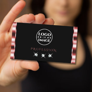 Glamourous Red Black Sparkling Diamonds with Logo Business Card