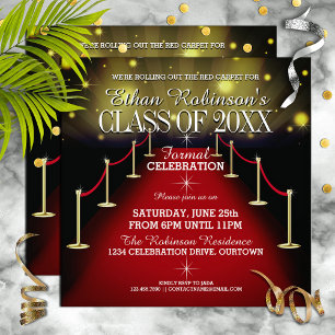 Glamourous Red Carpet Graduation Party Invitations
