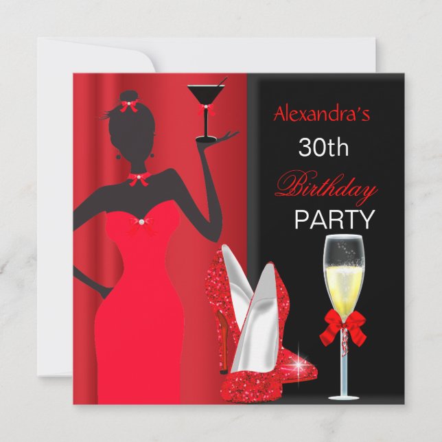 Glamourous Red High Heels Birthday Party Girl Invitation (Front)
