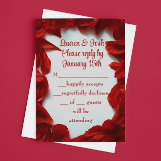 Glamourous Red Petals Wedding RSVP Card