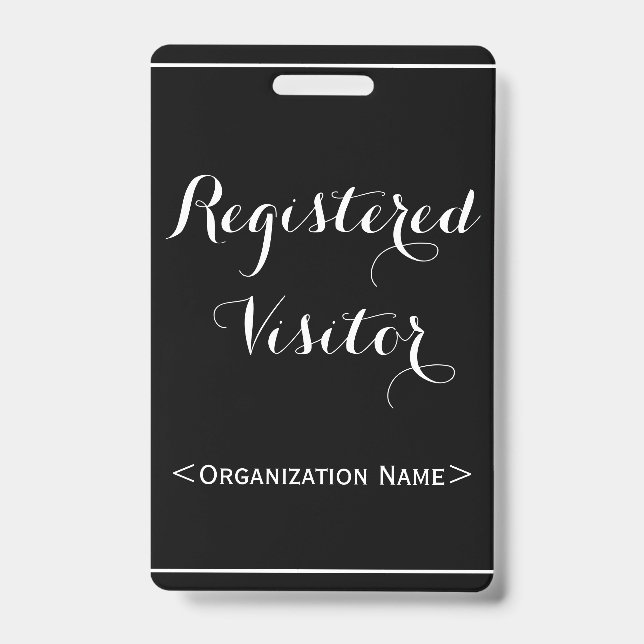 Glamourous "Registered Visitor" Badge ID Badge (Front)