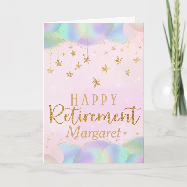 Glamourous Retirement Gold Glitter Card (Front)