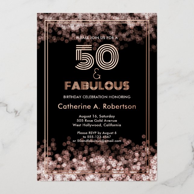 Glamourous Retro 50 & Fabulous Birthday Rose Gold  (Front)