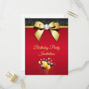 Glamourous, Romantic Elegance Birthday Party Invitation Postcard