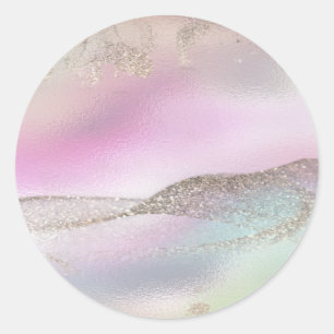 Glamourous Romantic iridescent pearl holographic Classic Round Sticker