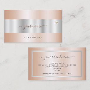 Glamourous Rose Gold and Silver with Faux Diamond Business Card