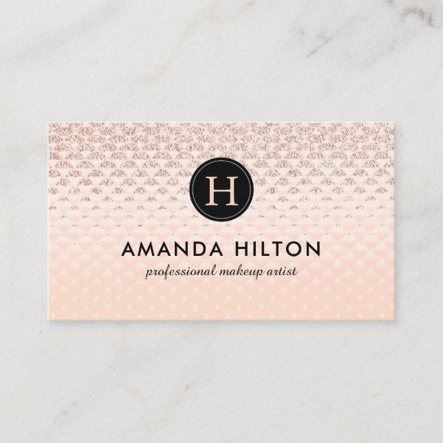 Glamourous Rose Gold Business Card Template (Front)