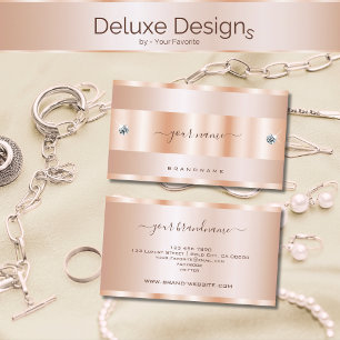 Glamourous Rose Gold Effect with Shimmery Diamonds Business Card