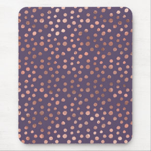 Glamourous Rose Gold Foil and Lavender Art Dots Mouse Mat