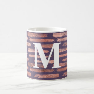 Glamourous Rose Gold Foil and Lavender Brushstroke Coffee Mug