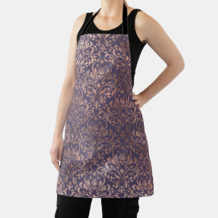 Glamourous Rose Gold Foil and Lavender Damask Apron