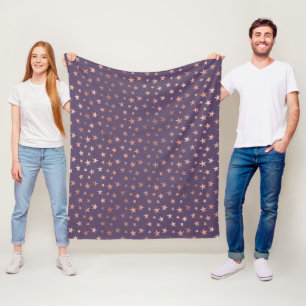 Glamourous Rose Gold Foil and Lavender Stars Fleece Blanket
