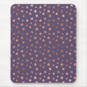 Glamourous Rose Gold Foil and Lavender Stars Mouse Mat