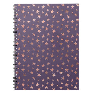 Glamourous Rose Gold Foil and Lavender Stars Notebook