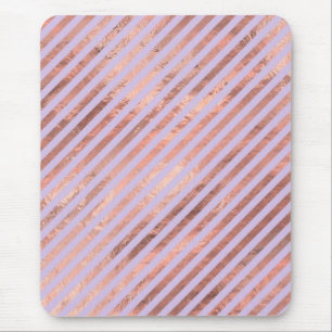 Glamourous Rose Gold Foil and Lavender Stripes Mouse Mat