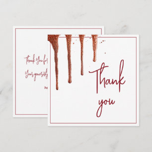 Glamourous Rose Gold Glitter Drip Sweet 16 Birthda Thank You Card