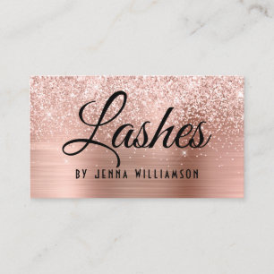 Glamourous Rose Gold Glitter Sparkle Lash Tech Business Card