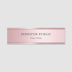 Glamourous Rose Gold Modern Elegant Template Name Tag