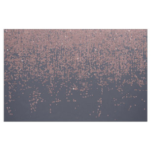 Glamourous Rose Gold Navy Blue Glitter Ombre Fabric