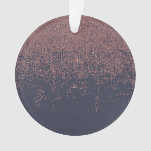 Glamourous Rose Gold Navy Blue Glitter Ombre Ornament