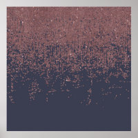 Glamourous Rose Gold Navy Blue Glitter Ombre