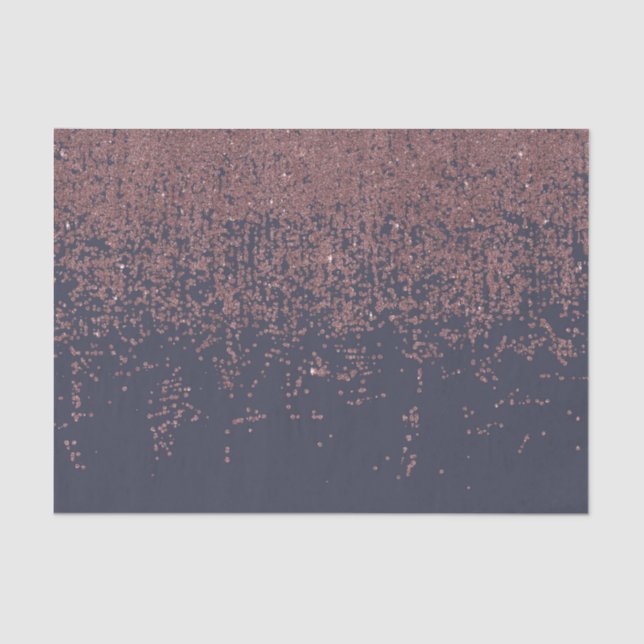 Glamourous Rose Gold Navy Blue Glitter Ombre Tissue Paper (Front)