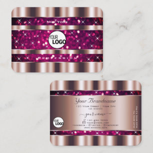 Glamourous Rose Gold Pink Glitter Stars add Logo Business Card