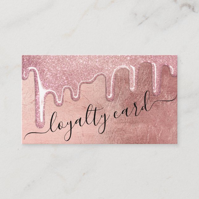 Glamourous Rose Gold Thick Glitter Drips Loyalty (Front)