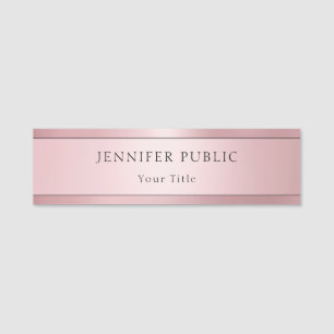Glamourous Rose Gold Trendy Modern Template Name Tag