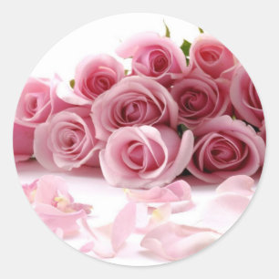 Glamourous roses classic round sticker