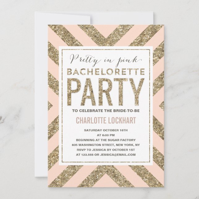 Glamourous Shimmer | Bachelorette Party Invitation (Front)