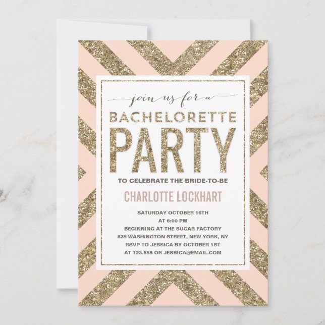 Glamourous Shimmer | Bachelorette Party Invitation (Front)