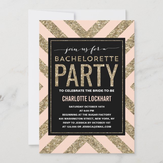 Glamourous Shimmer | Bachelorette Party Invitation (Front)