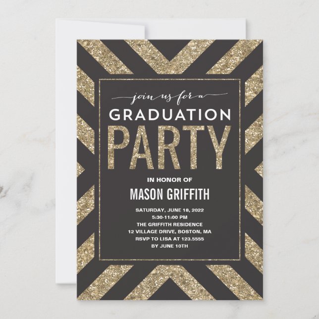 Glamourous Shimmer | Graduation Party Invitation (Front)