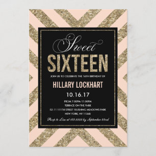 Glamourous Shimmer   Sweet Sixteen Party Invitatio Invitation