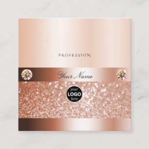 Glamourous Shimmery Rosegold Sparkle Glitter Logo Square Business Card