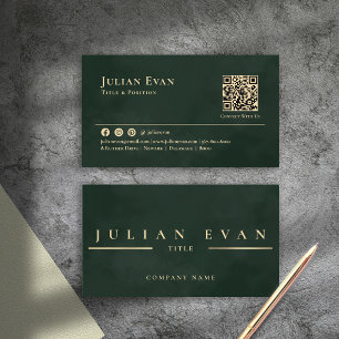 Glamourous Shiny Vintage Emerald Green & Gold  Business Card