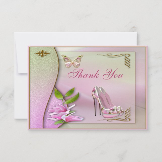 Glamourous Shoes Pink Magnolia Butterfly Thank You (Front)