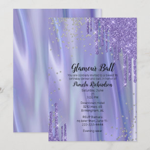 Glamourous Silk and Glitter Look Sweet Sixteen Inv Invitation