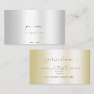 Glamourous Silver Effect with Gold Frame Elegant Business Card