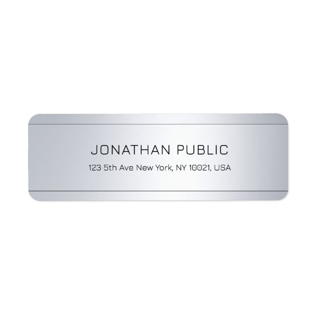 Glamourous Silver Elegant Modern Return Address (Front)