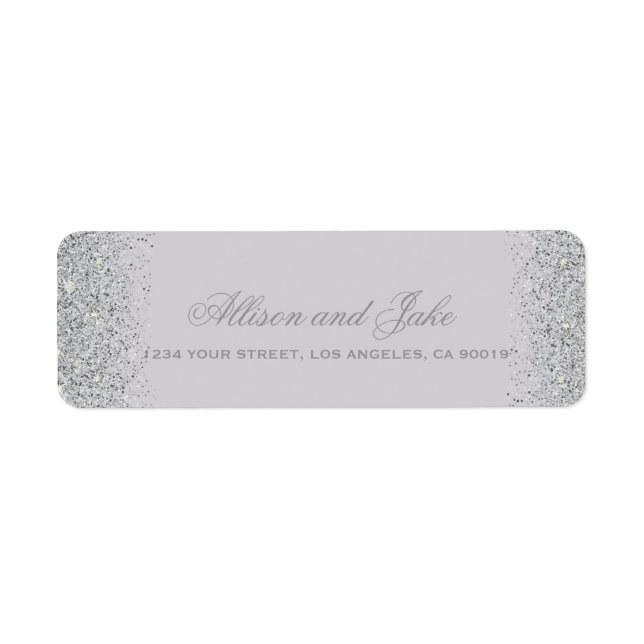 Glamourous Silver Glitter Address Labels (Front)