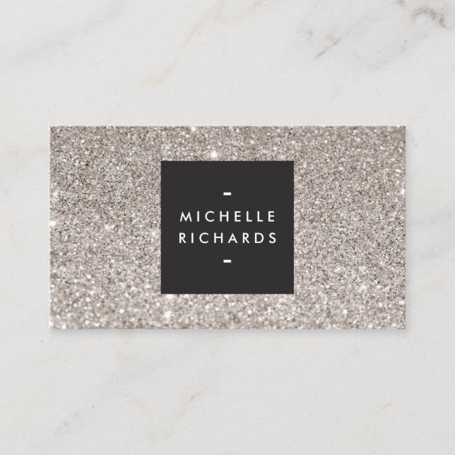 Glamourous Silver Glitter Modern Beauty Business Card (Front)
