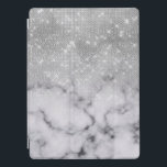 Glamourous Silver Glitter White Marble iPad Pro Cover<br><div class="desc">This chic and glamourous design is perfect for the trendy and stylish woman. It depicts a faux printed sparkly silver glitter sequin and white with black marble stone pattern ombre gradient. It's modern, girly, pretty, and cool. ***IMPORTANT DESIGN NOTE: For any custom design request such as matching product requests, colour...</div>