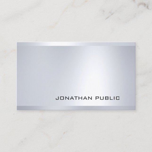 Glamourous Silver Look Elegant Modern Cool Plain Business Card (Front)