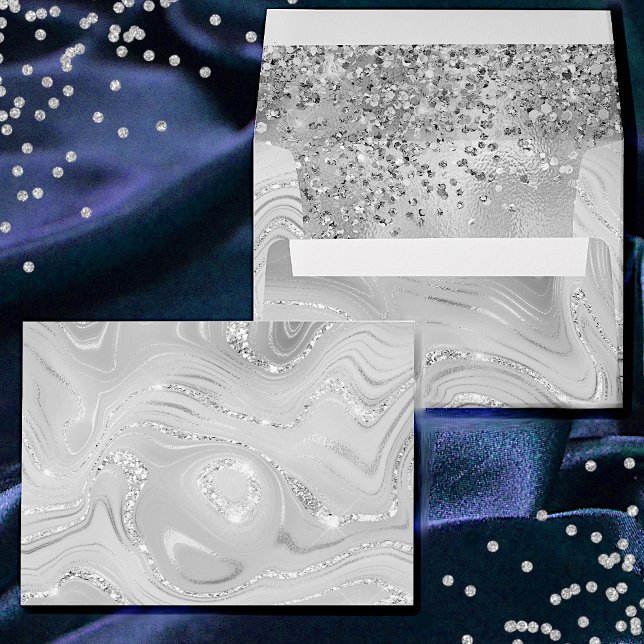 Glamourous Silver Marble and Glitter Envelope (Creator Uploaded)