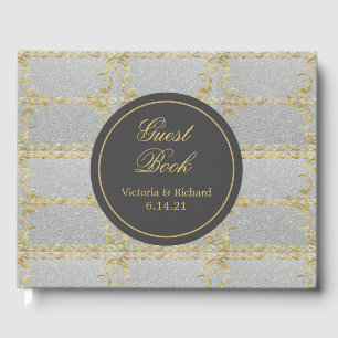 Glamourous Silver Wedding Guest Book