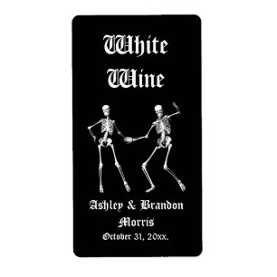Glamourous Skeletons Wedding Wine Label