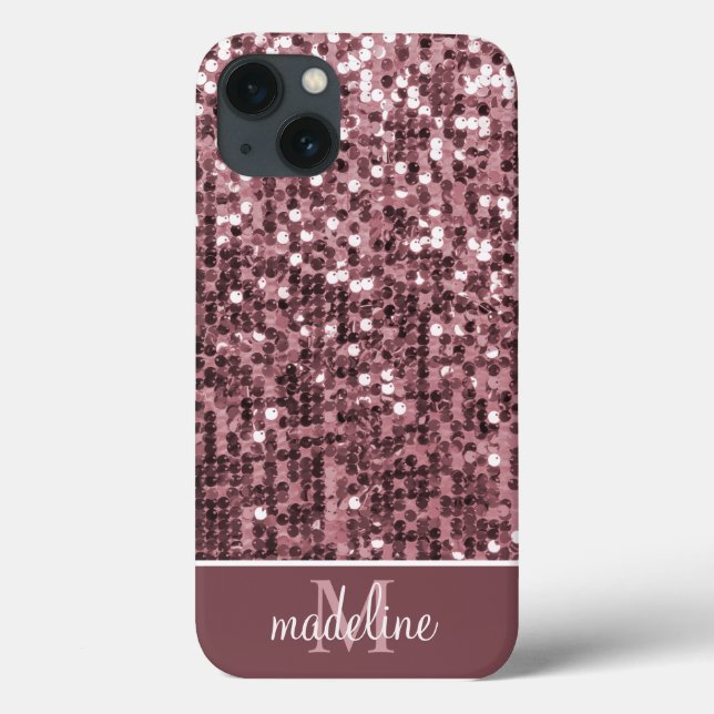 Glamourous Sparkly Rose Sequin/Glitter Name  Case-Mate iPhone Case (Back)