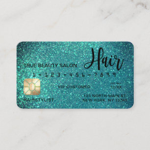 Glamourous Sparkly Teal Glitter Credit Card Hair